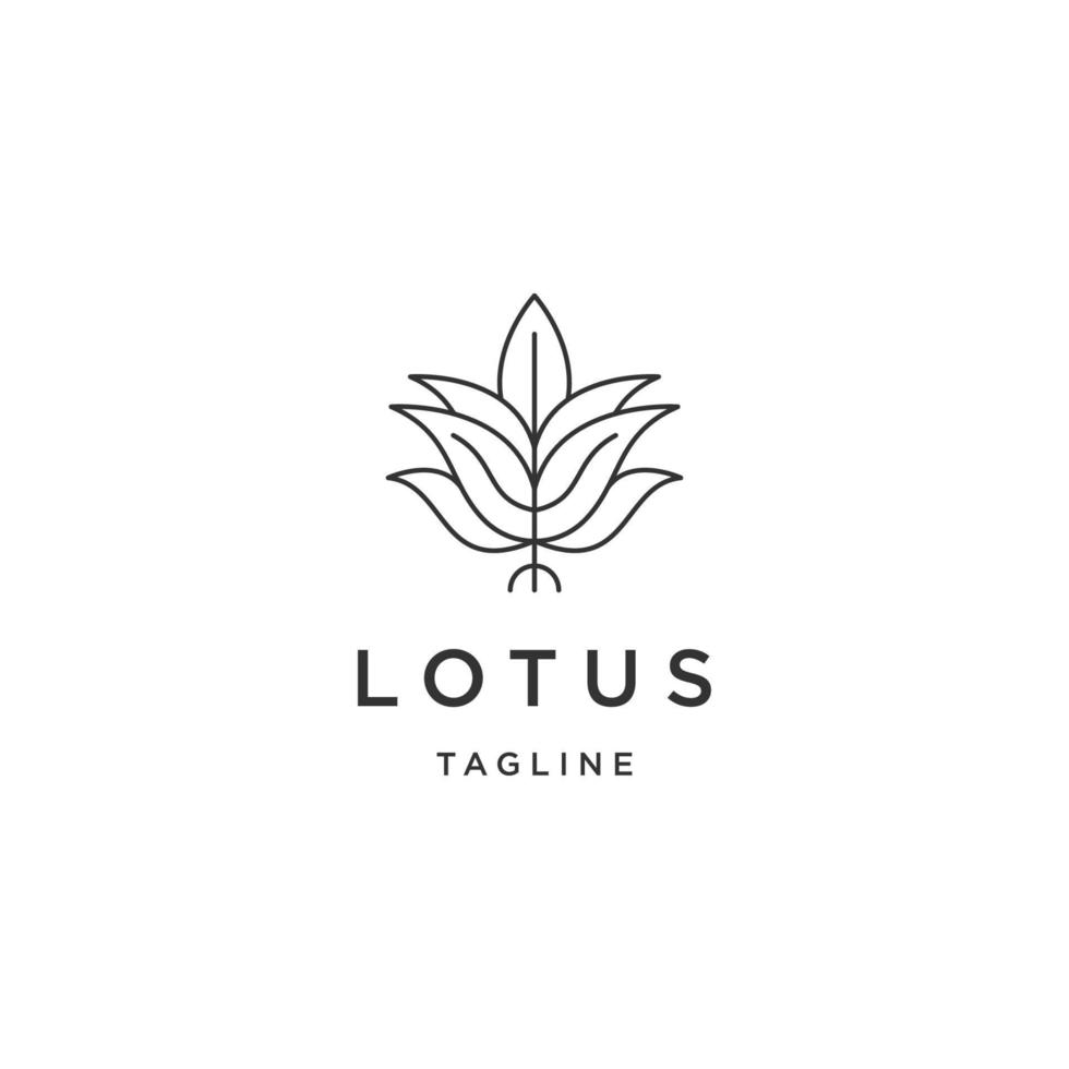 modèle de conception d'icône de logo de ligne de lotus vecteur plat