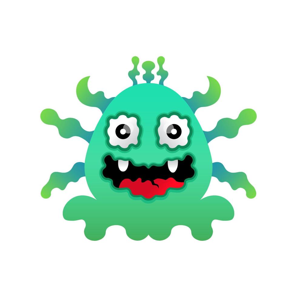 mascotte de conception de monstres verts vecteur mignon