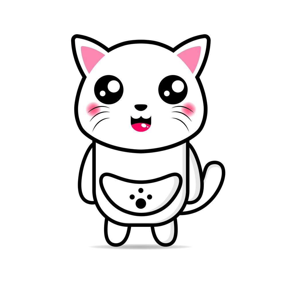 conception d'illustration de chat mignon maskot kawaii vecteur