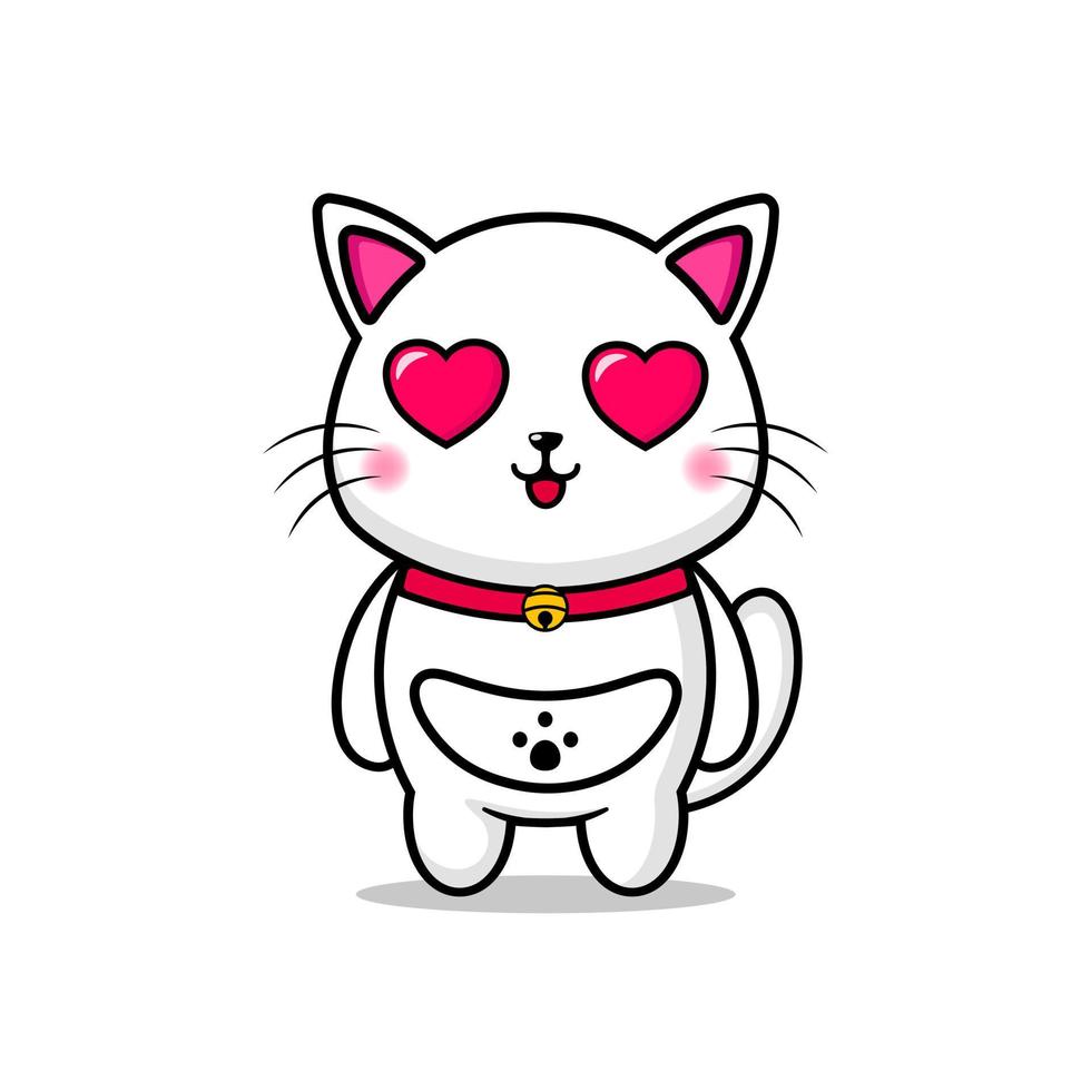 mascotte de chat mignon avec un regard d'amour kawaii vecteur