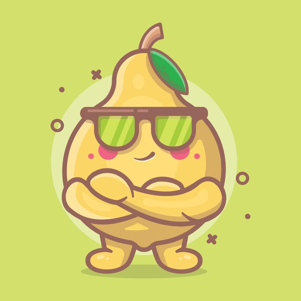 mascotte de personnage de fruit de coing mignon avec une expression cool dessin animé isolé dans un style plat vecteur