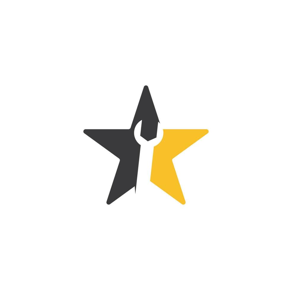 vecteur de modèle de conception de logo de concept de forme d'étoile de clé. icône du logo de réparation de clé avec élément graphique swoosh