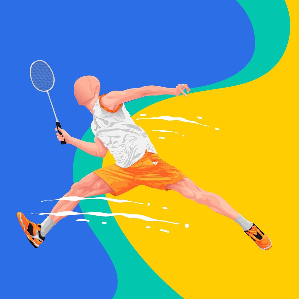 conception de saut de joueur de badminton vecteur