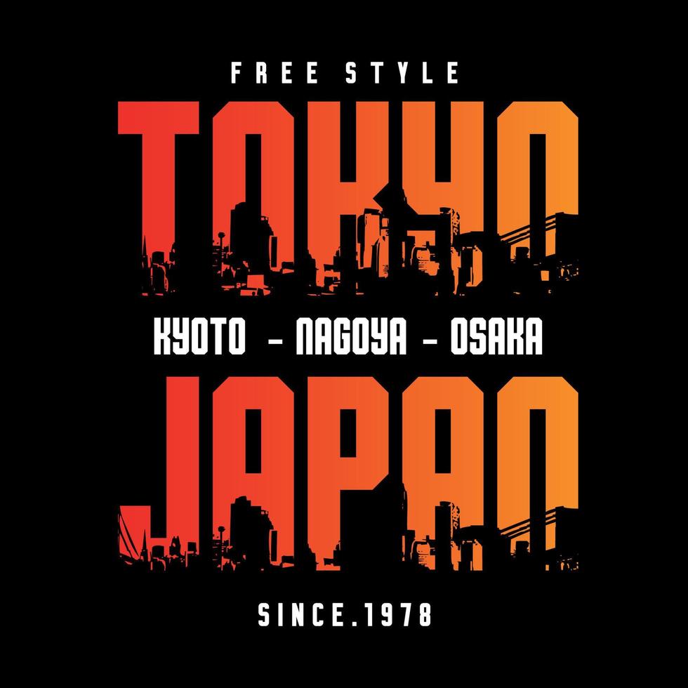 japon tokyo typographie conception t-shirt impression illustration vectorielle vecteur