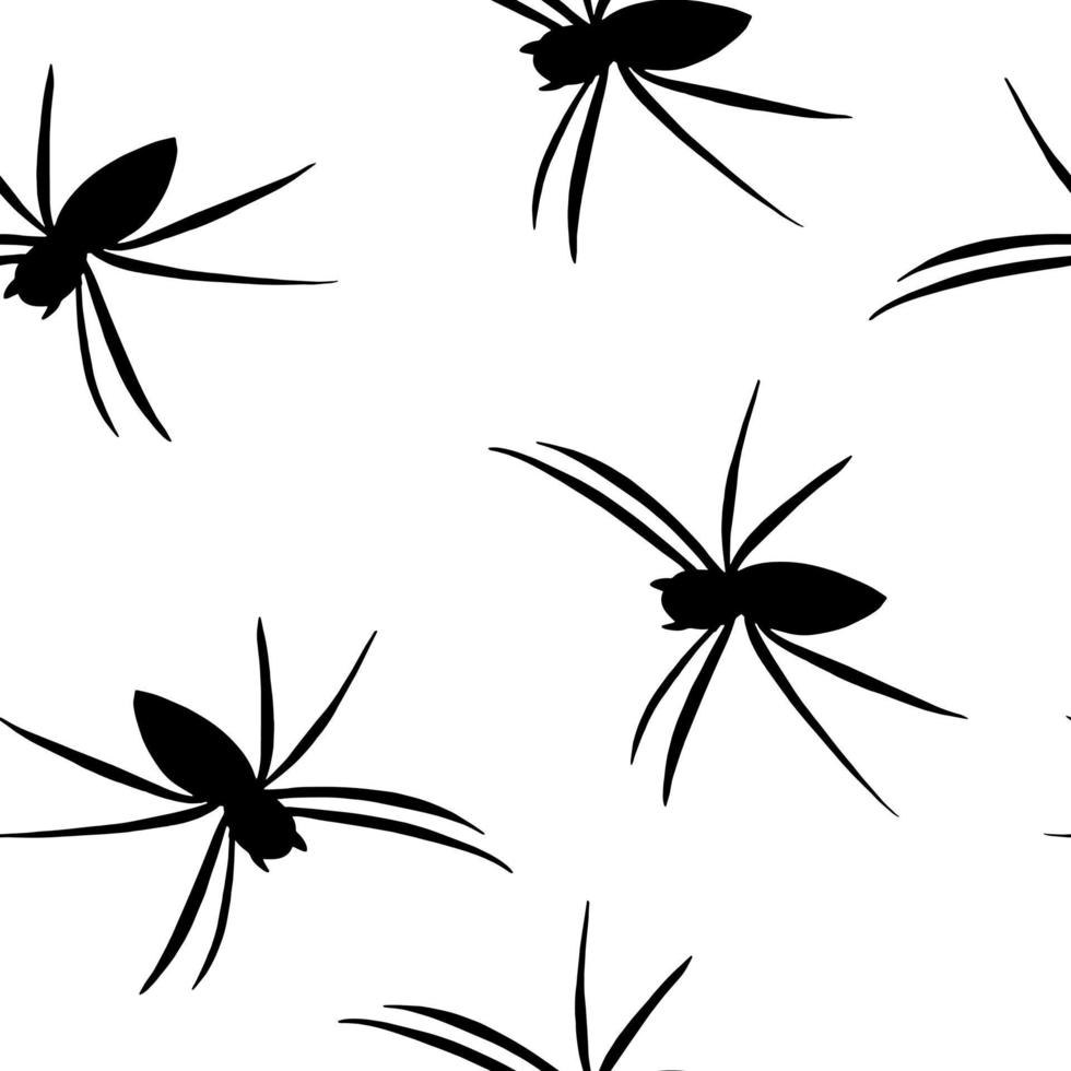 modèle sans couture d'araignée dessiné à la main dans un style doodle. monochrome, simple, minimalisme, scandinave, silhouette. fond d'écran, textile, papier d'emballage fond de papier numérique vecteur
