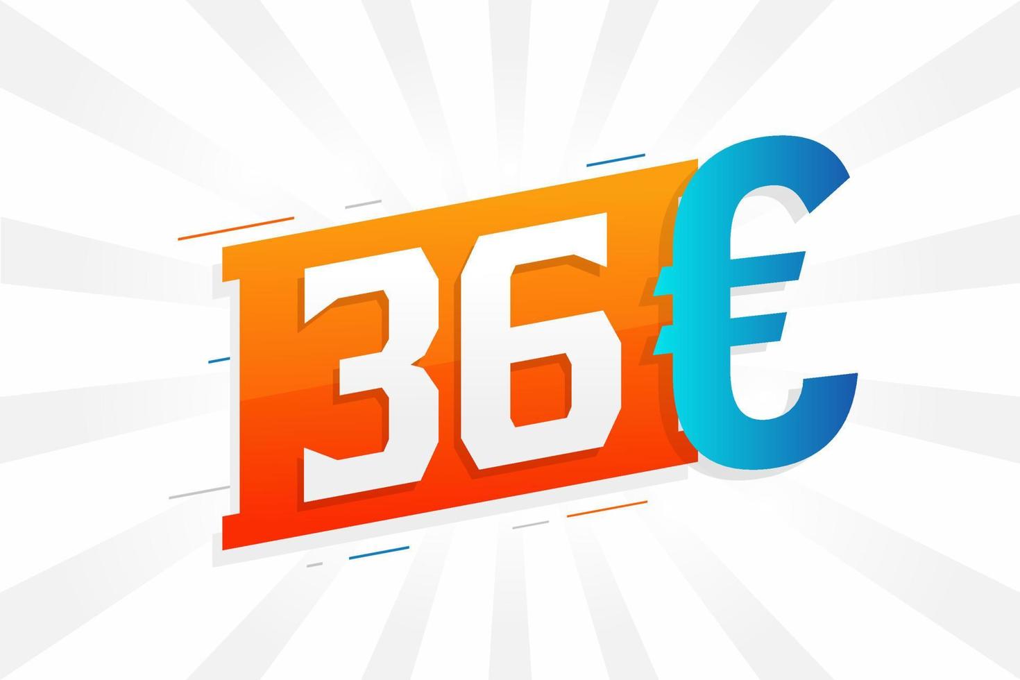 36 symbole de texte vectoriel de devise euro. 36 euros vecteur de stock d'argent de l'union européenne