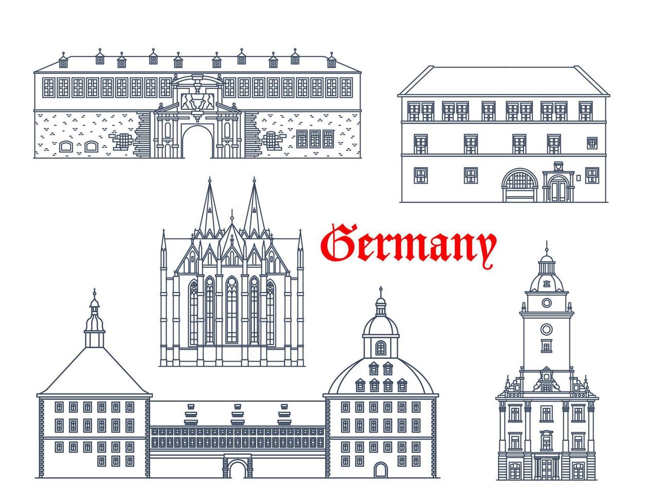 allemagne, gotha, bâtiments muhlhausen et erfurt vecteur