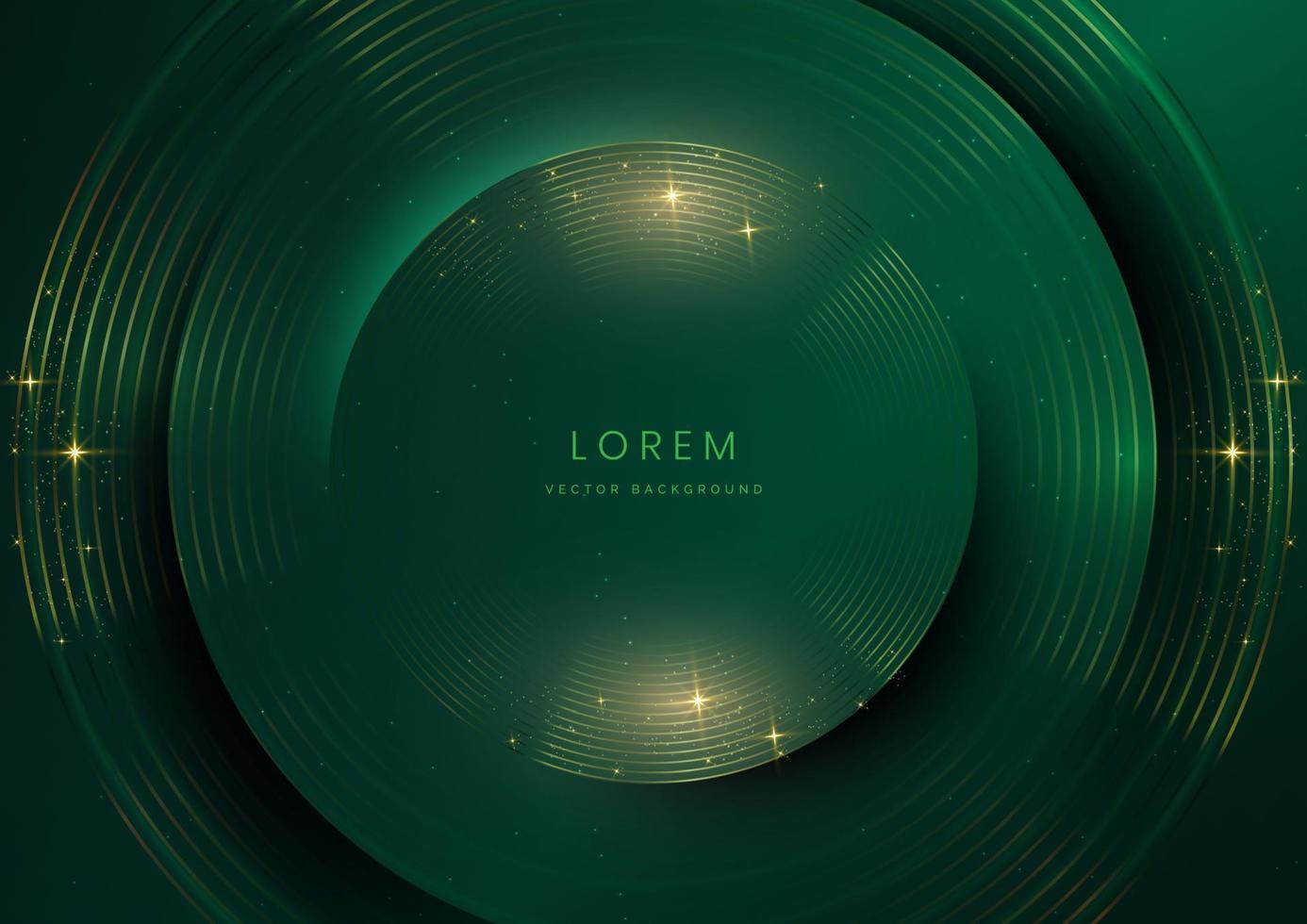 cercle abstrait de lignes dorées de luxe se chevauchant sur fond vert. modèle de conception de prix premium. vecteur