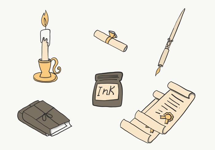 Inkwell and Writing Set Vector gratuit