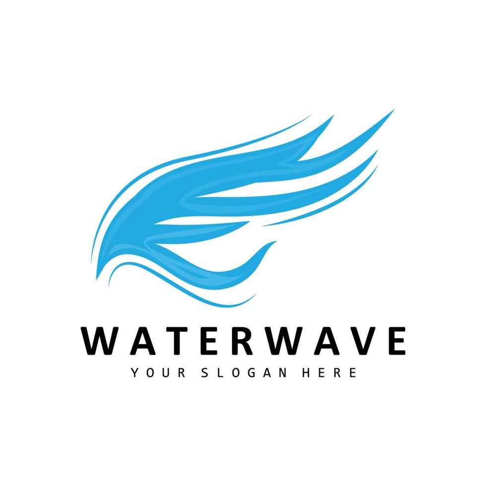 logo d'onde d'eau, vecteur d'élément de terre, style de conception de logo d'ailes d'eau, icône de marque, autocollant