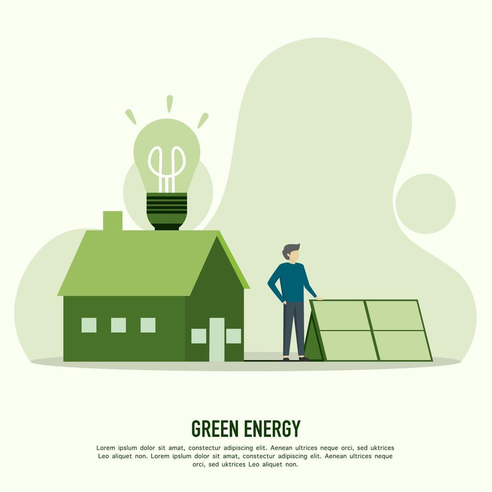 énergie verte et concept d'économie d'énergie. stratégies pour la croissance durable de l'énergie verte, les ressources et la réduction des émissions de co2. caractère de l'utilisation de l'énergie électrique. consommation d'électricité. vecteur
