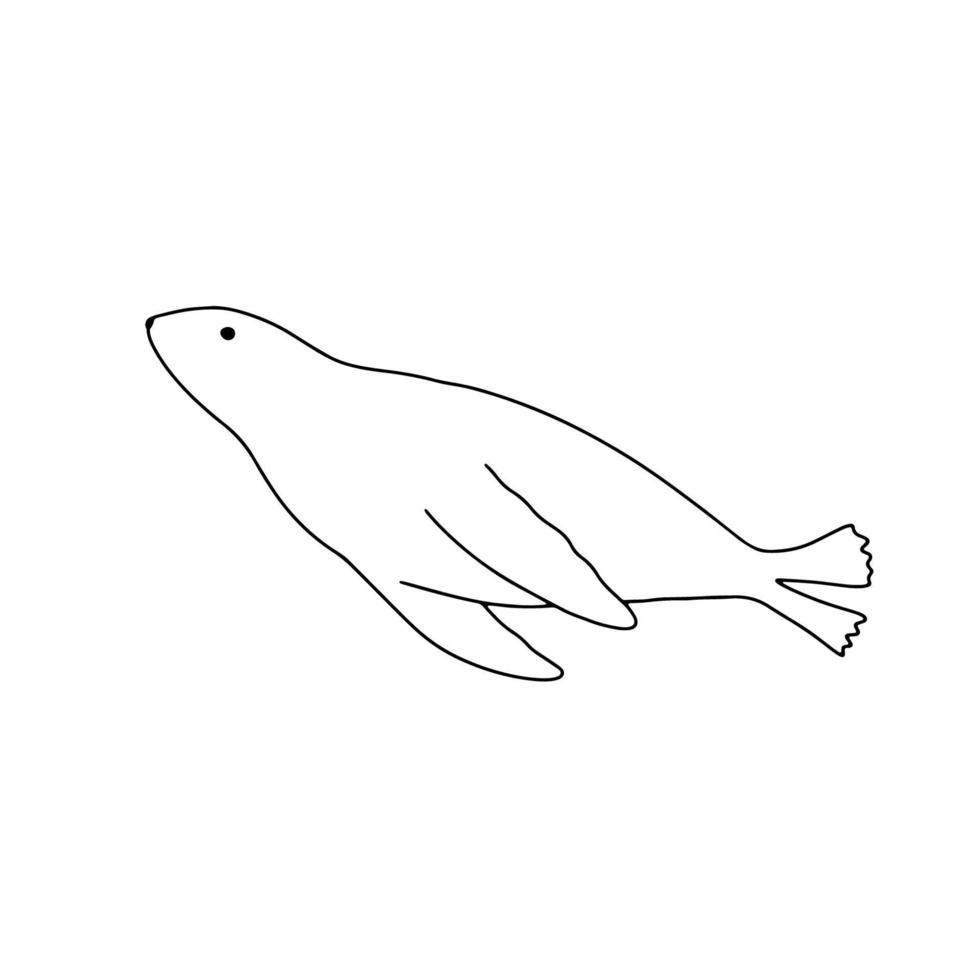 phoque animal marin. illustration de contour de vecteur isolé sur fond blanc