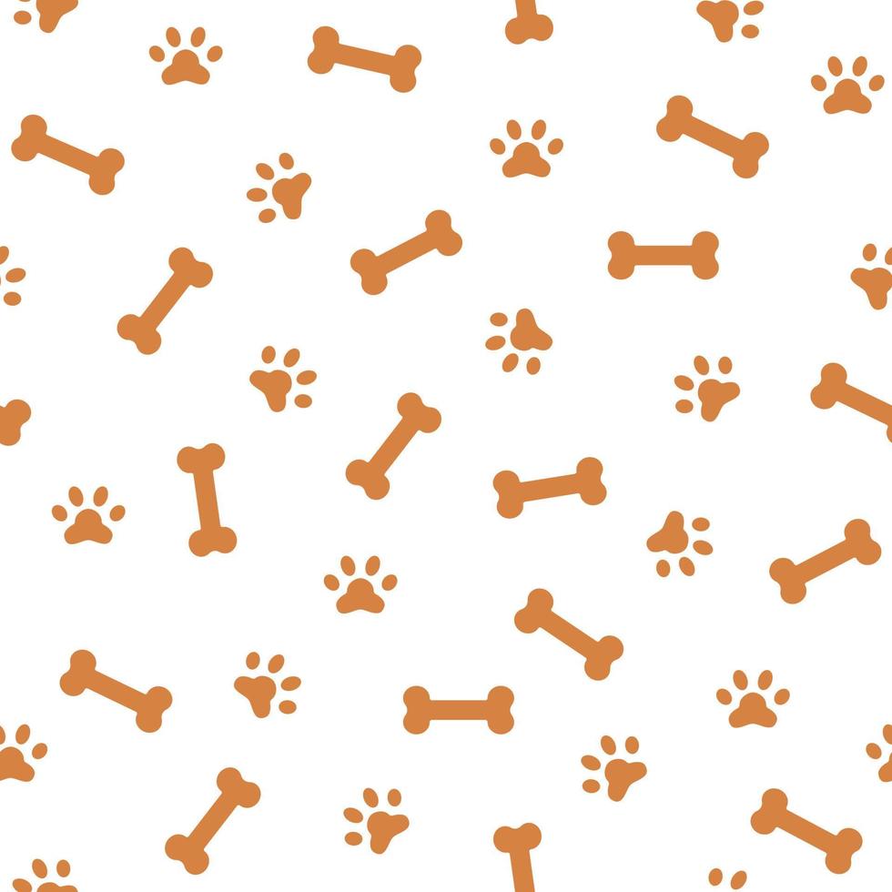 joli motif harmonieux d'empreintes de pattes de chien et d'os. modèle d'impression de tissu. fond de vecteur de doodle simple.
