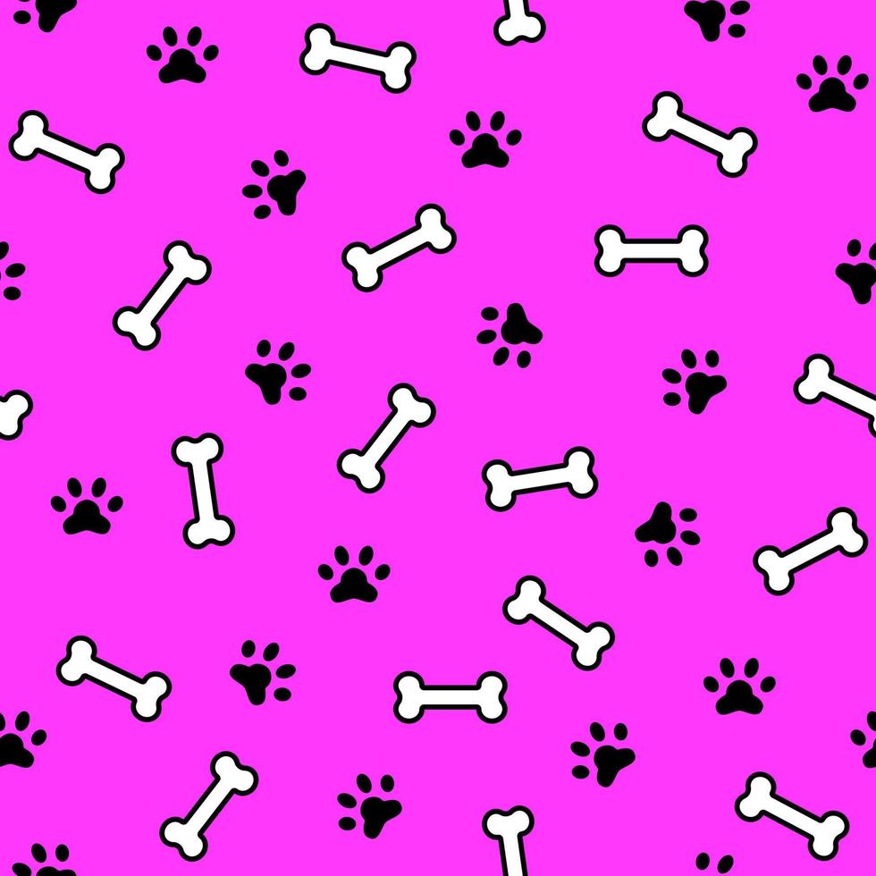 joli motif harmonieux d'empreintes de pattes de chien et d'os. modèle d'impression de tissu. fond de vecteur de doodle simple.