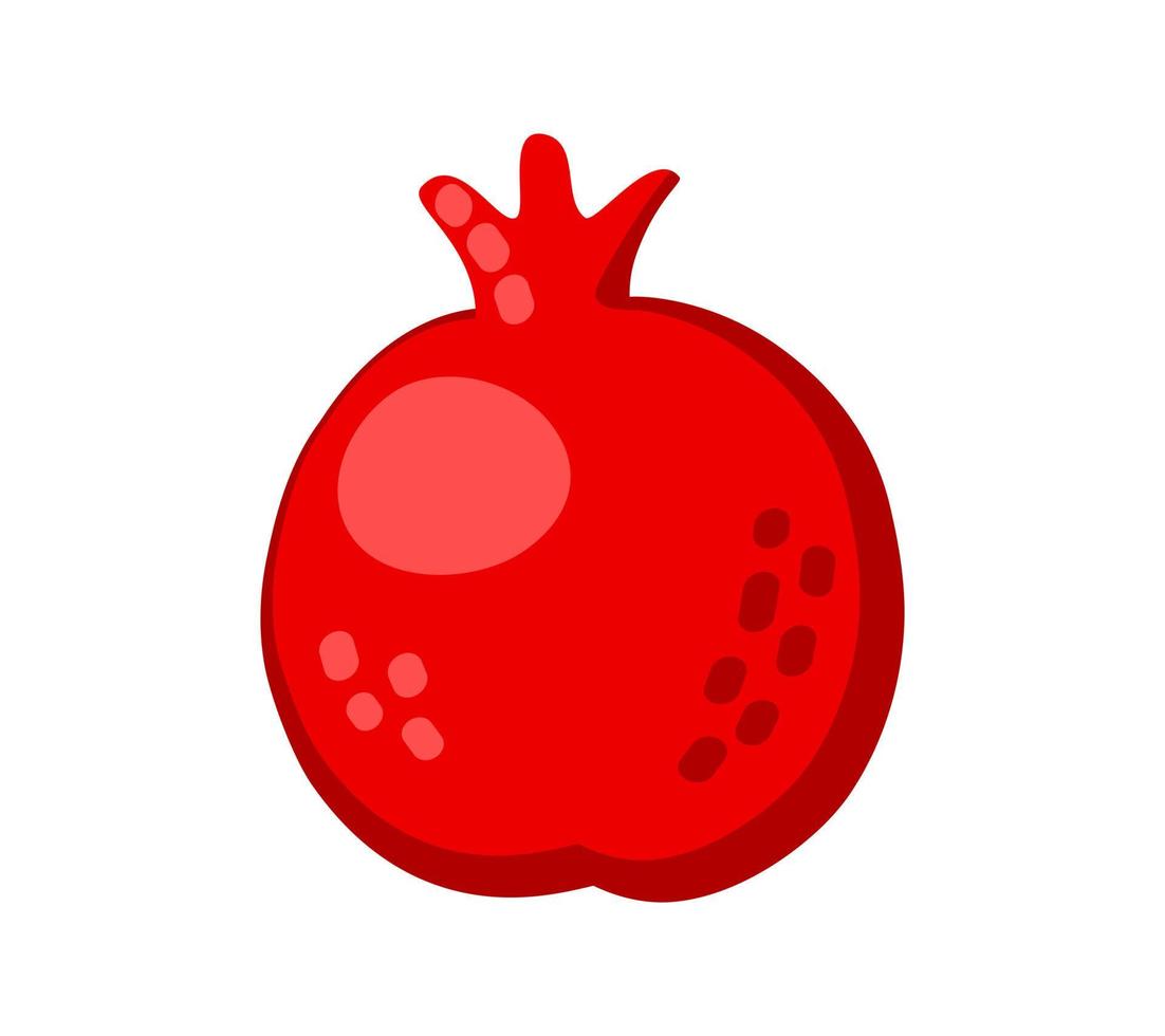 icône de fruit grenade dessin animé coloré isolé sur fond blanc. doodle nourriture juteuse d'été vecteur simple. emballage de jus ou élément de conception de logo.