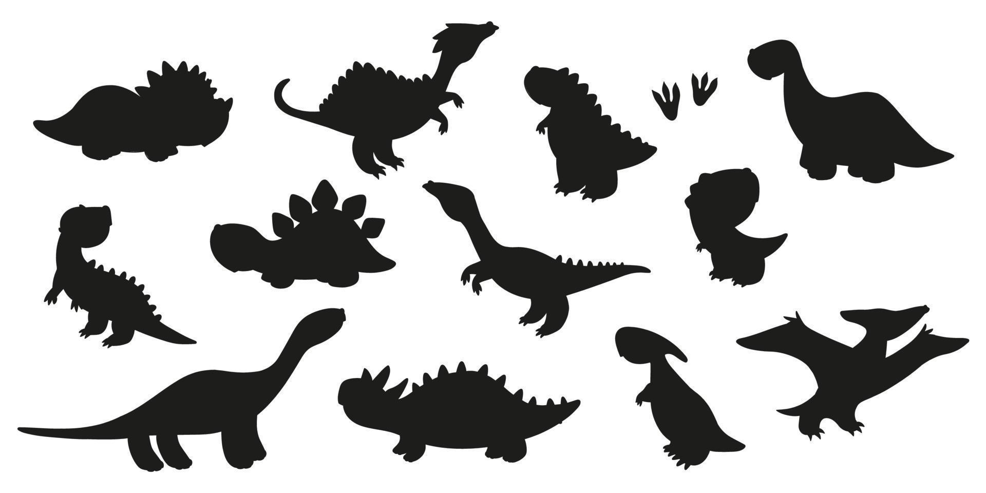 ensemble de silhouette de dinosaure vecteur