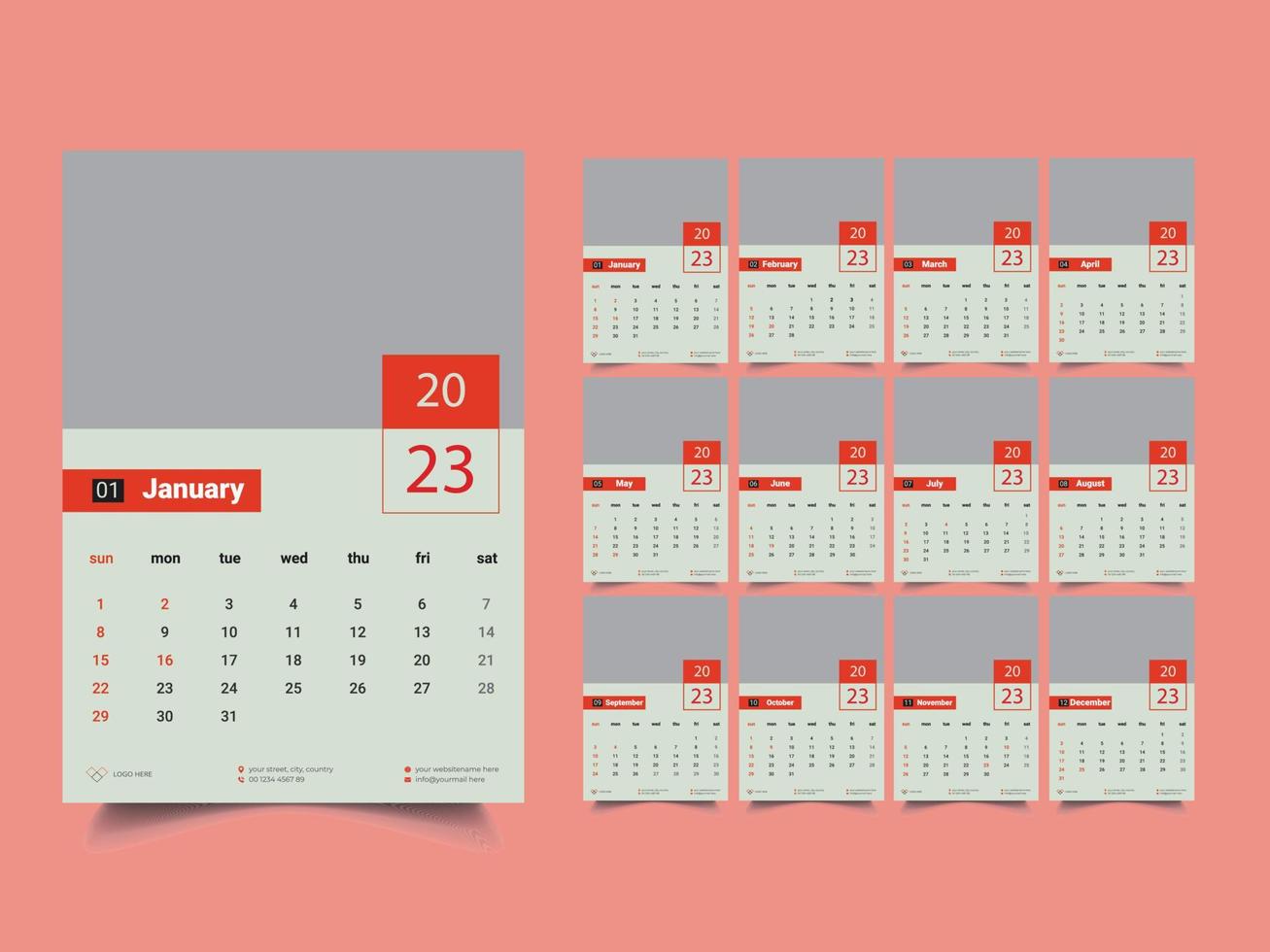 modèle de conception de calendrier du nouvel an vecteur