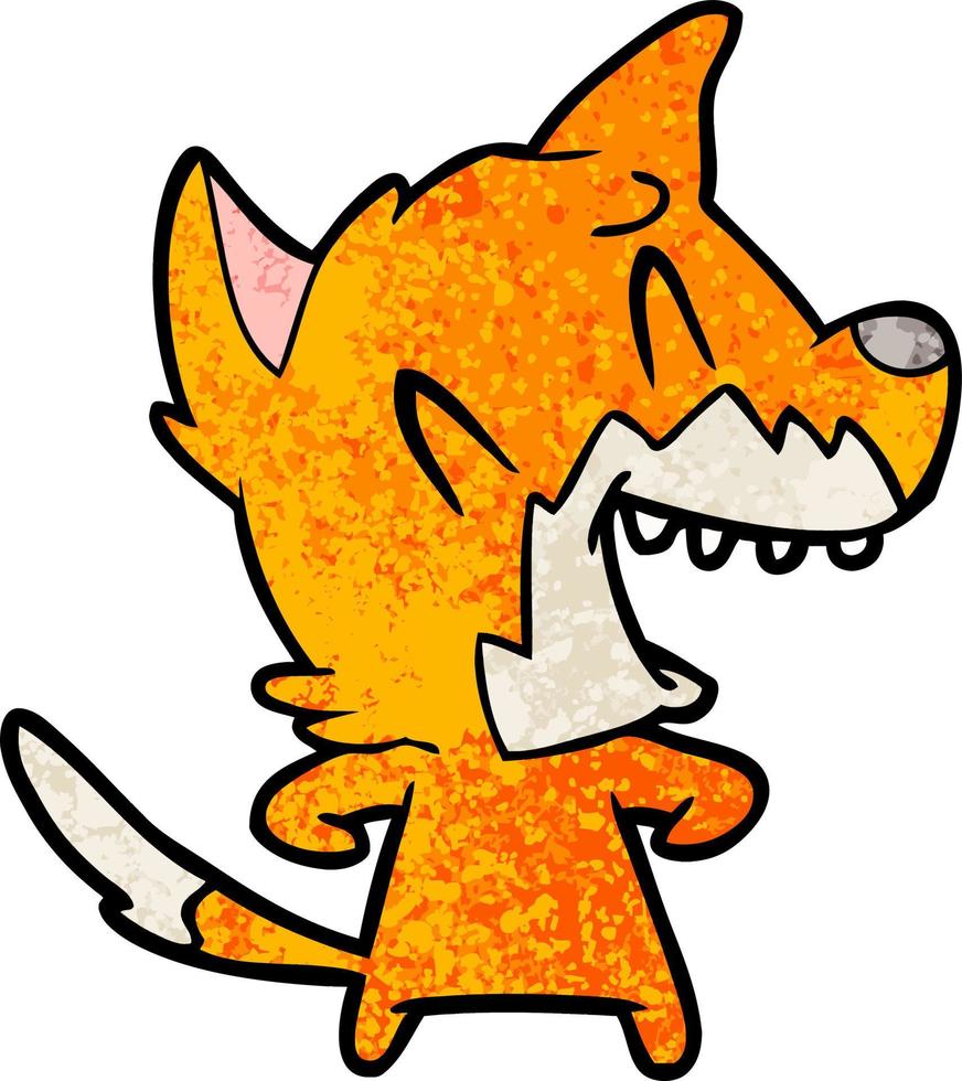 renard mignon dessin animé texture grunge rétro vecteur