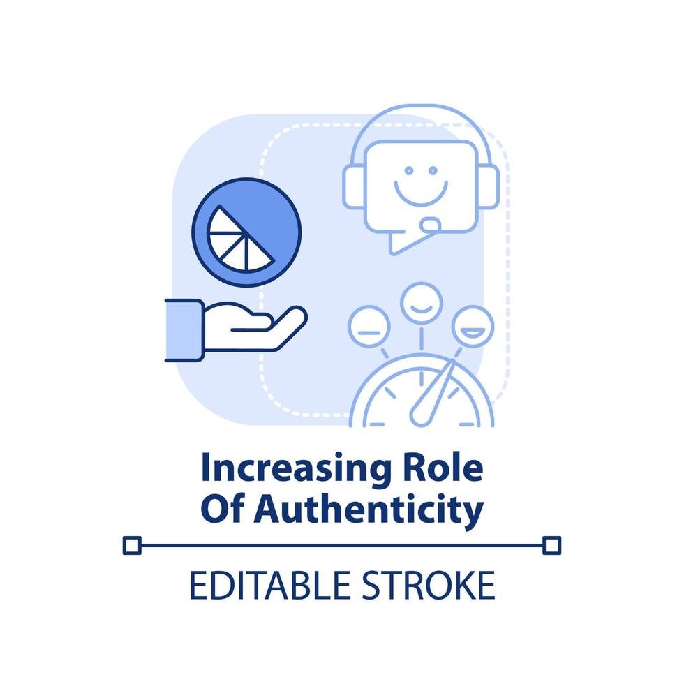 rôle croissant de l'icône de concept bleu clair d'authenticité. illustration de la ligne mince de l'idée abstraite du premier état d'esprit numérique. dessin de contour isolé. trait modifiable. vecteur