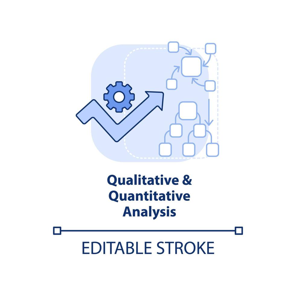 analyse qualitative et quantitative icône de concept bleu clair. illustration de la ligne mince de l'idée abstraite de gestion des risques. dessin de contour isolé. trait modifiable. vecteur