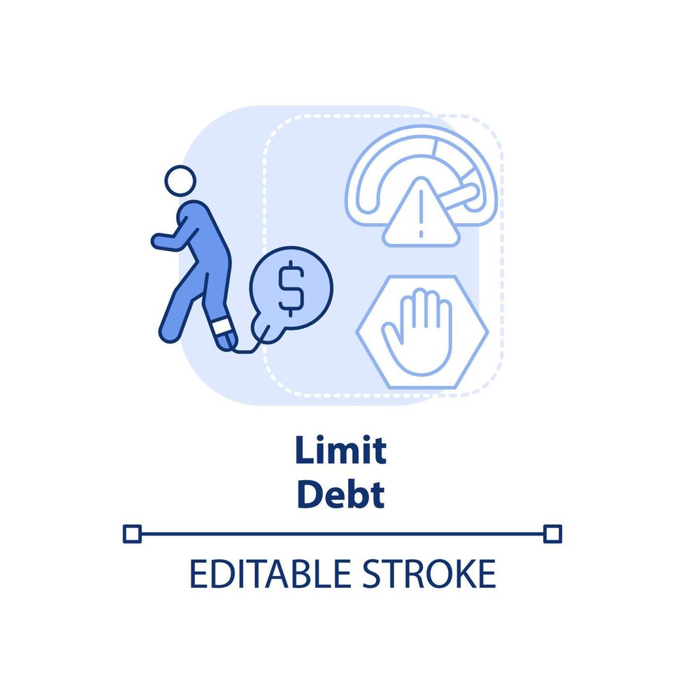limiter l'icône de concept bleu clair de la dette. étape supplémentaire à l'illustration de la ligne mince de l'idée abstraite de la gestion des risques. dessin de contour isolé. trait modifiable. vecteur