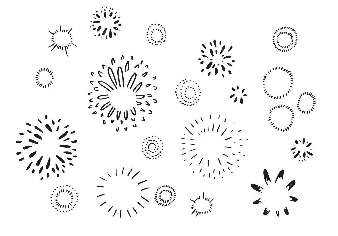 ensemble de doodle starburst isolé sur fond blanc dessiné à la main à partir de sunburst. éléments de design. illustration vectorielle. vecteur