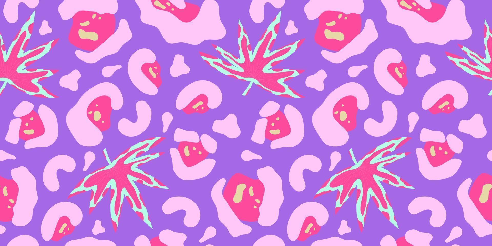 arrière-plan harmonieux de léopard y2k. imprimé léopard rose psychédélique. animal abstrait sans soudure, motif de peau. illustration à la mode. illustration graphique vectorielle vecteur