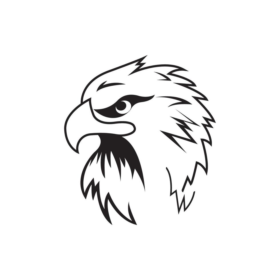 conception de logo et de faucon d'oiseau, icône de vecteur d'emblème d'insigne d'aigle ou de faucon