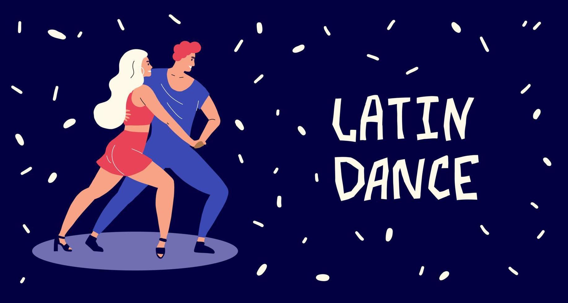les danseurs dansent des danses latines. un homme et une femme montrent de la salsa et de la bachata. concours de danse et festival de tango vecteur