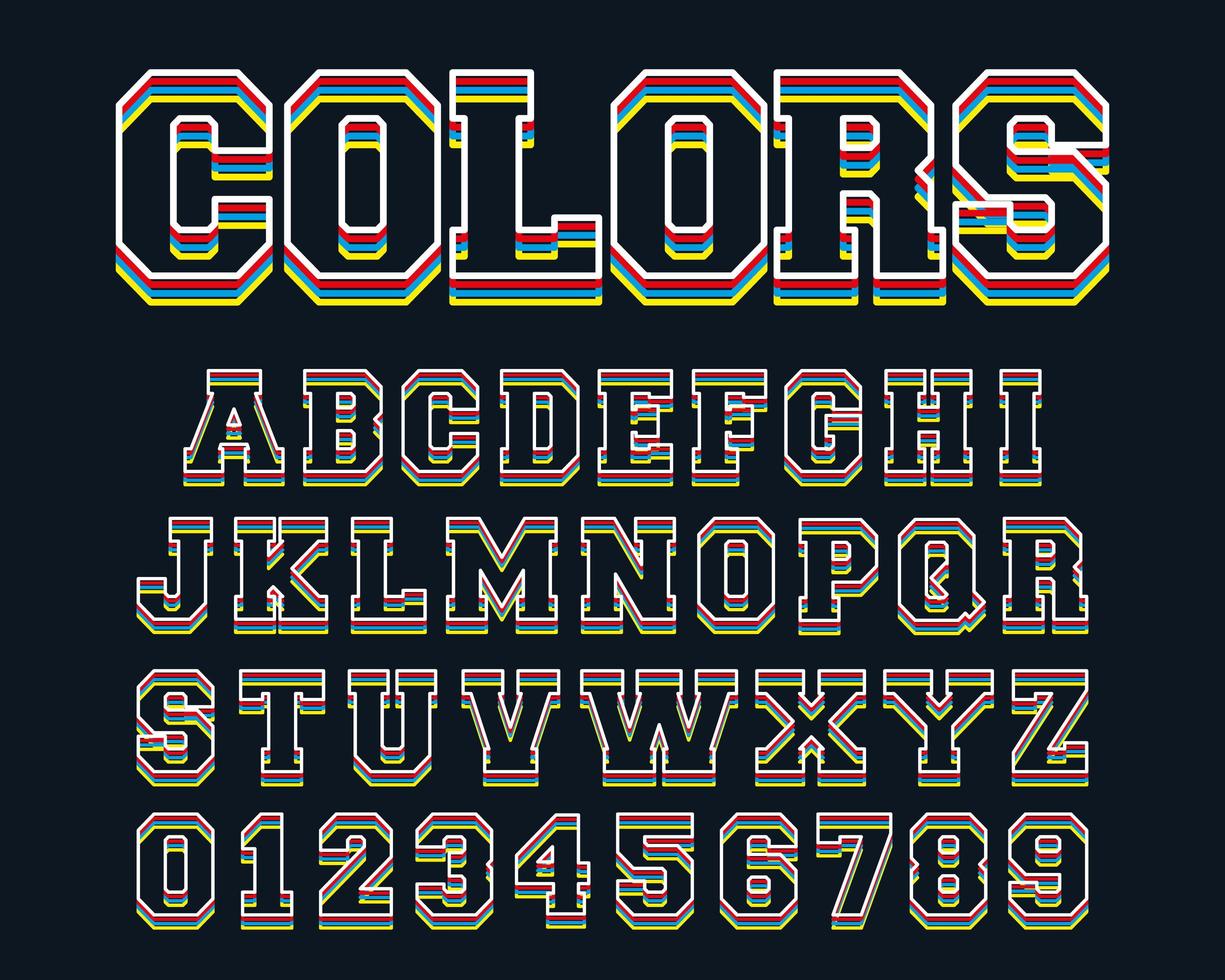 modèle d'alphabet de lignes colorées vecteur