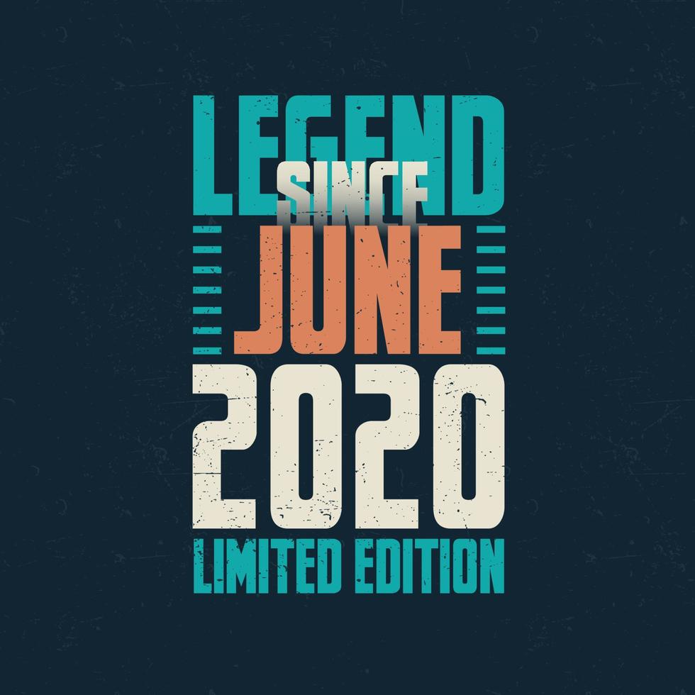 légende depuis juin 2020 conception de typographie d'anniversaire vintage. né au mois de juin 2020 citation anniversaire vecteur