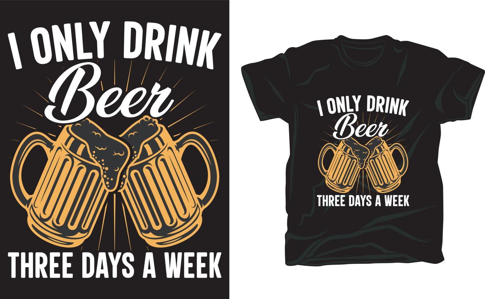 conception de t-shirt de bière pour amateur de bière vecteur