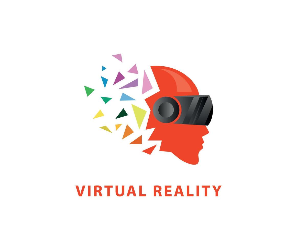 conception de logo vr casque de réalité virtuelle polygonale illustration 3d vecteur