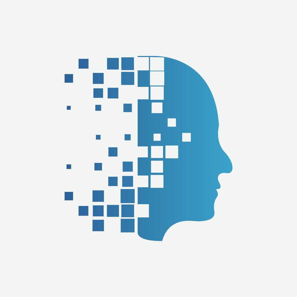 conception de vecteur de logo de pixel de cerveau