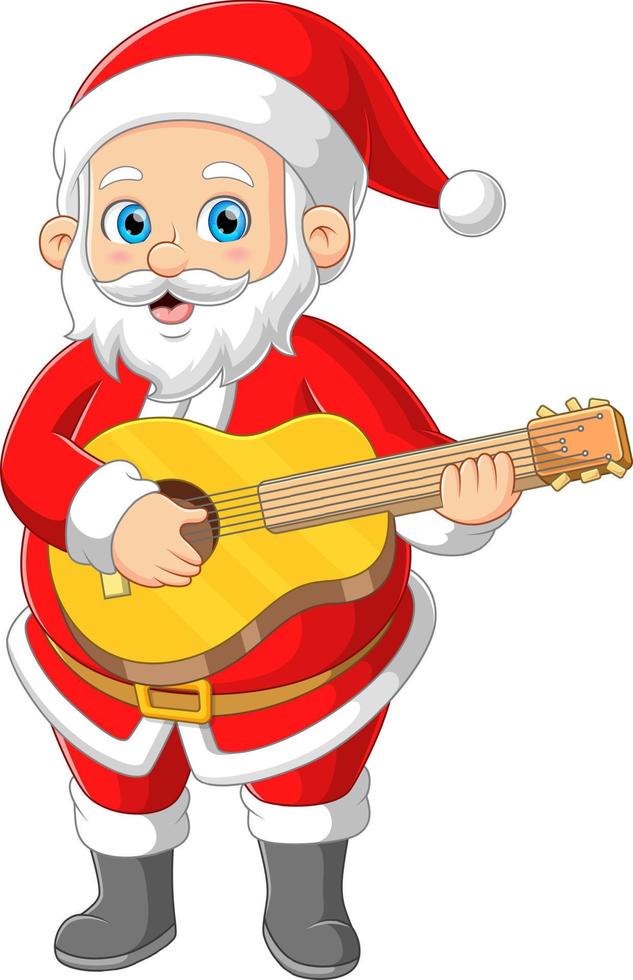 père noël chantant et jouant de la guitare vecteur