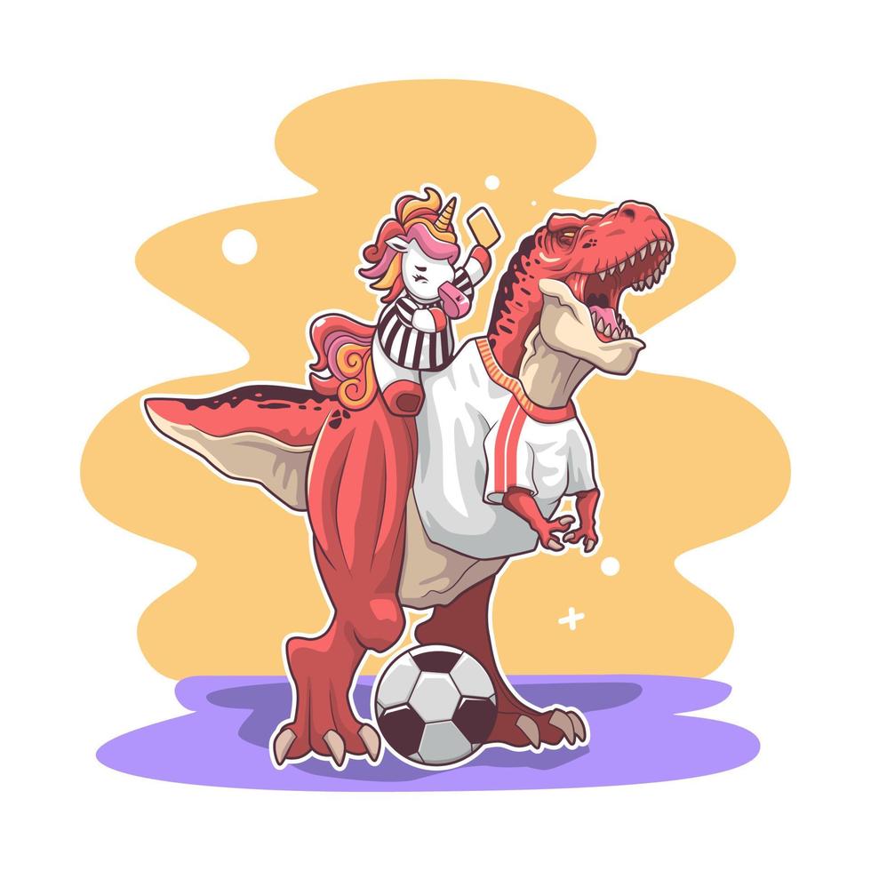 conception de vecteur mignon illustration football dinosaure