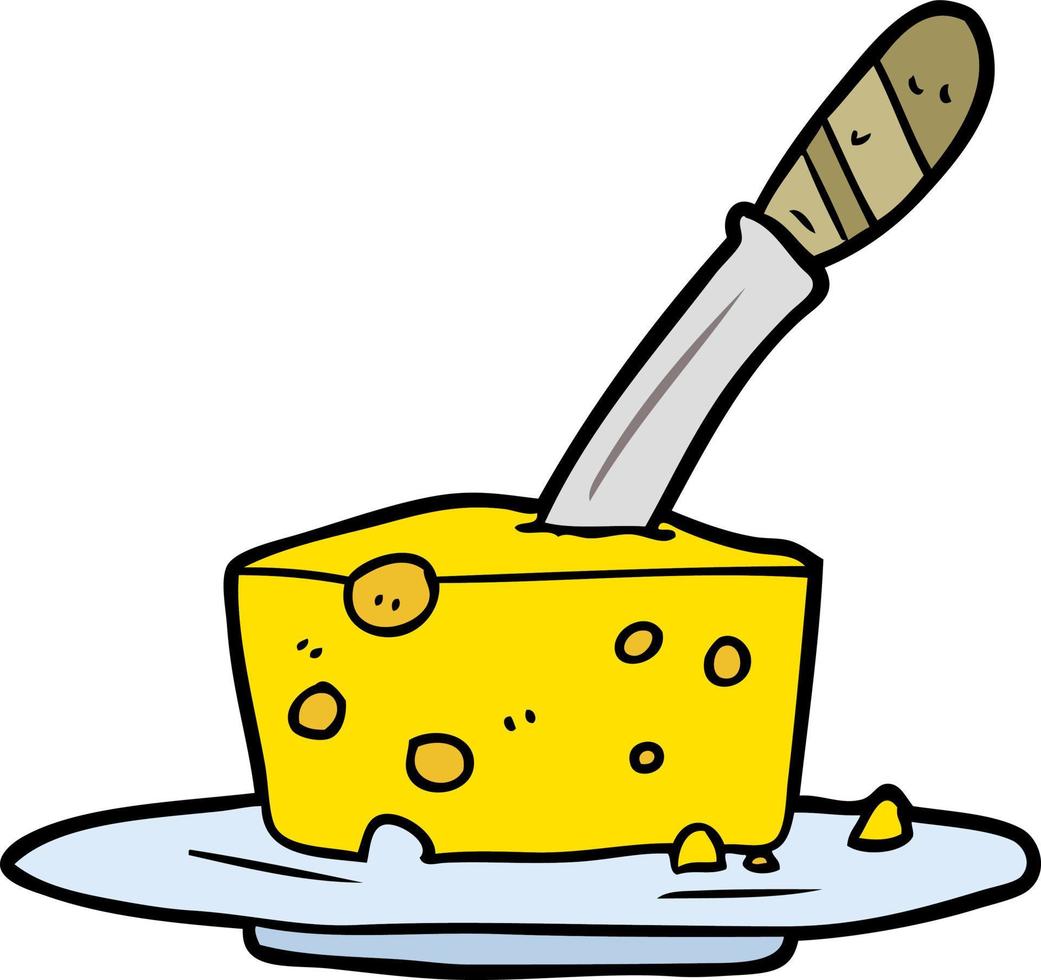 fromage et couteau de dessin animé vecteur