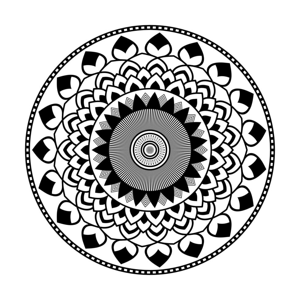 mandala, griffonnages de pochoir de motif de mandala, motifs d'ornement ronds pour le henné, mehndi, tatouage, page de livre de coloriage vecteur