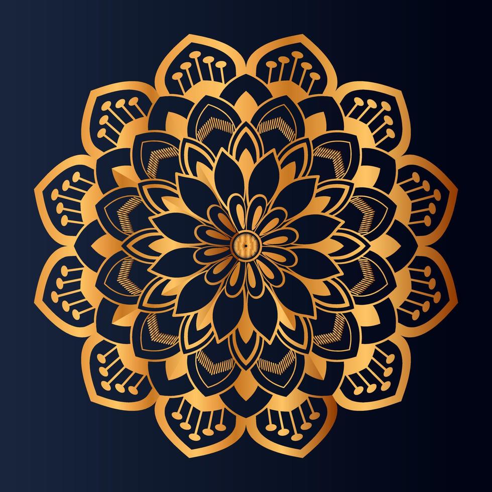 motif arabesque de mandala floral doré de luxe pour impression, affiche, couverture, brochure, dépliant, ornement de dentelle ronde ornementale de style oriental vecteur