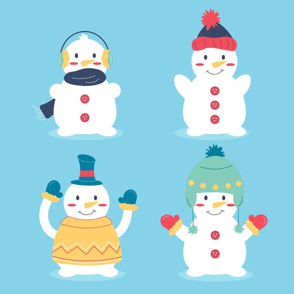 collection de bonhomme de neige de caractère. illustration vectorielle vecteur