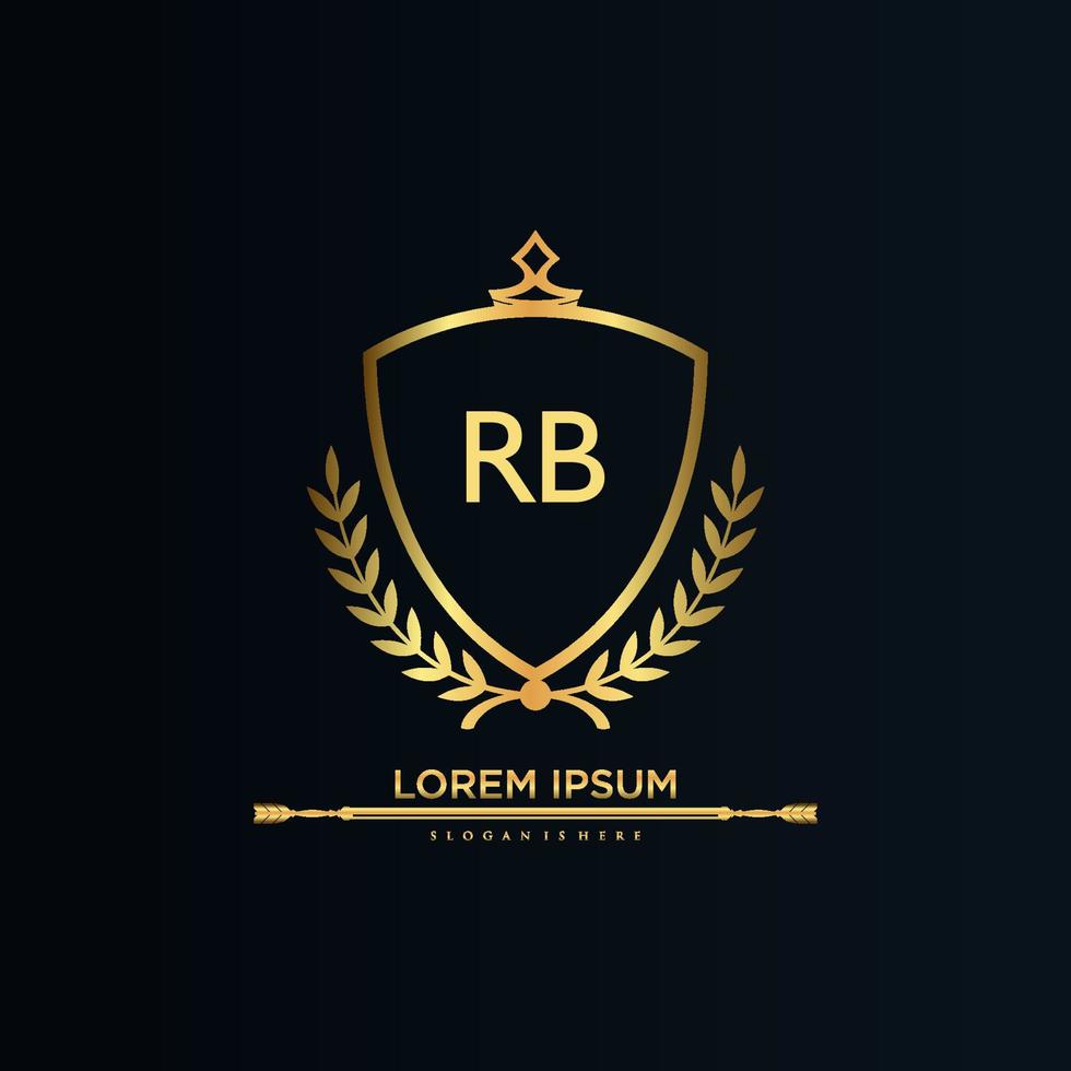 lettre rb initiale avec modèle royal.élégant avec vecteur de logo couronne, illustration vectorielle de lettrage créatif logo.