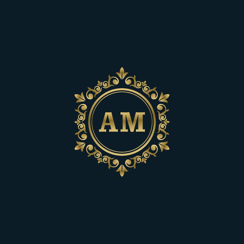 lettre am logo avec modèle d'or de luxe. modèle vectoriel de logo d'élégance.