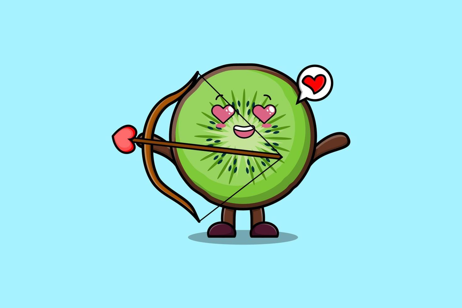 personnage de dessin animé mignon kiwi cupidon romantique vecteur