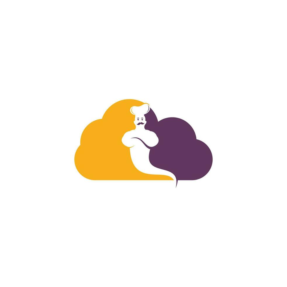 création de logo de concept de forme de nuage alimentaire genie. création de logo de livraison de nourriture genie. vecteur