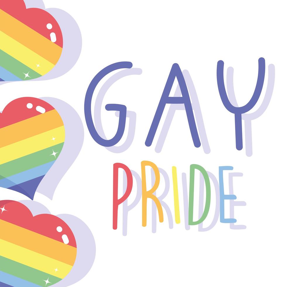 conception de jour de fierté gay heureuse avec des coeurs vecteur
