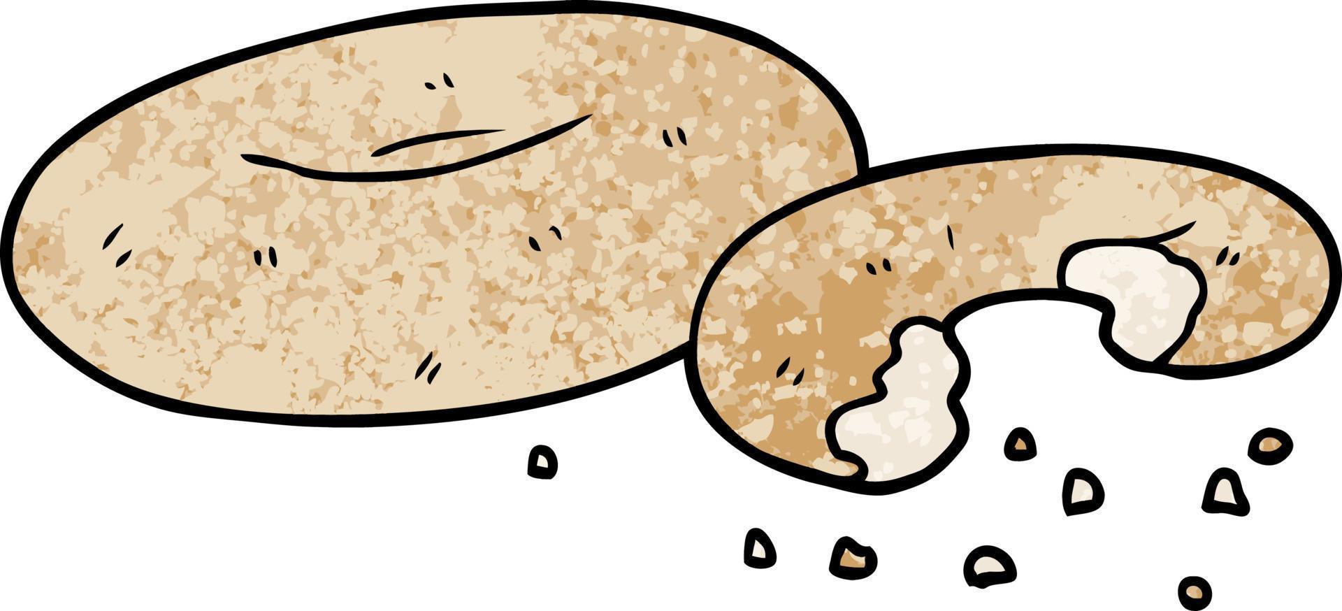 bagel mignon de dessin animé de texture grunge rétro vecteur