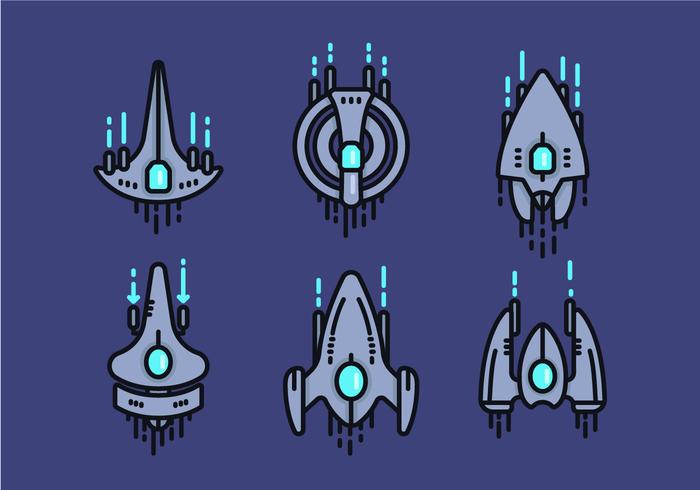 Starship linéaire Vector icône Sets