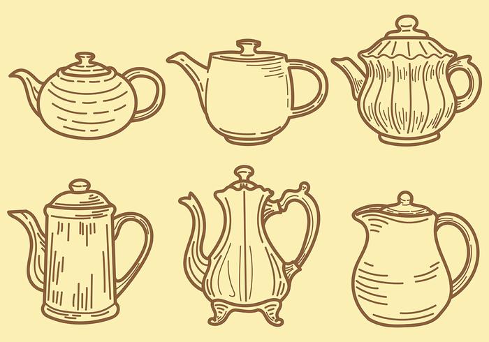 Sketchy Teapot Icons Vector