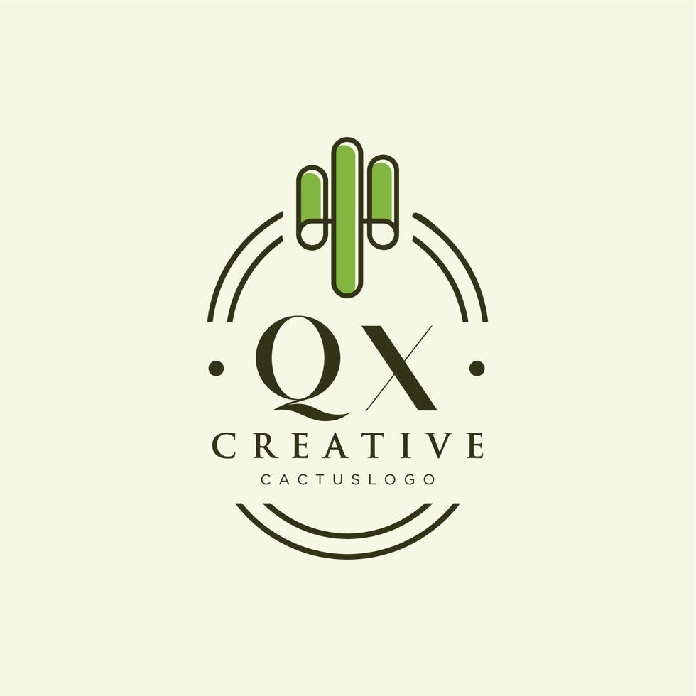 qx lettre initiale cactus vert logo vecteur