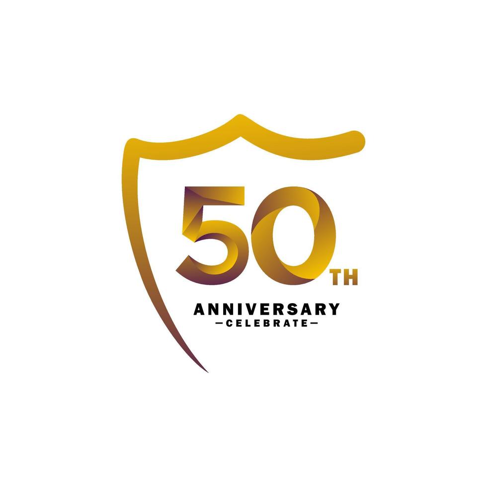 Modèle de logo anniversaire 50 ans avec ruban vecteur